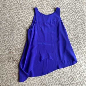 Amanda Uprichard 100% Silk Royal Blue Crossover Asymmetrical Tank, size M